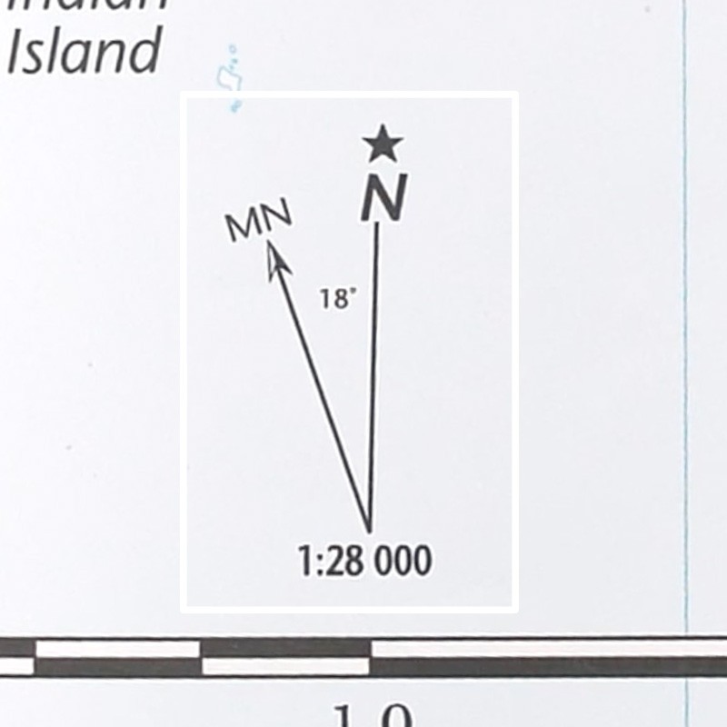 A close-up of the scale of a map.