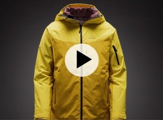 The L L Bean Wildcat 3 in 1 Jacket shown on form with a play video icon in the center