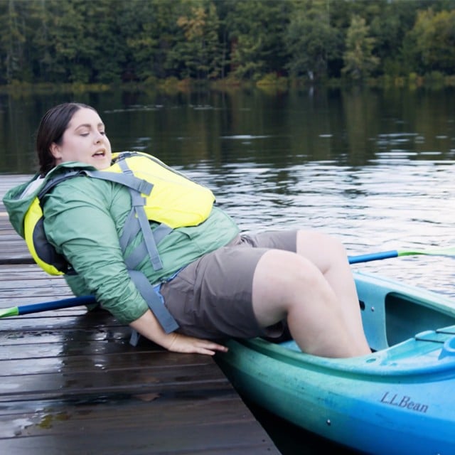 Getting out of your kayak onto a dock.