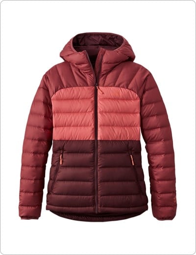 A Women's Bean's Down Hooded Jacket, Colorblock.