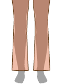 Women's boot-cut pant leg shape.