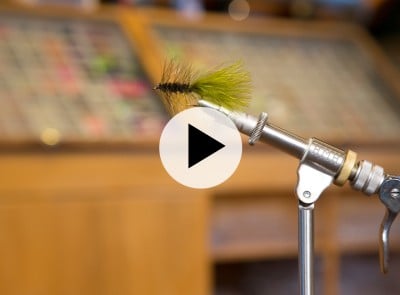 Close up shot of the Wooly Bugger fly being tied.