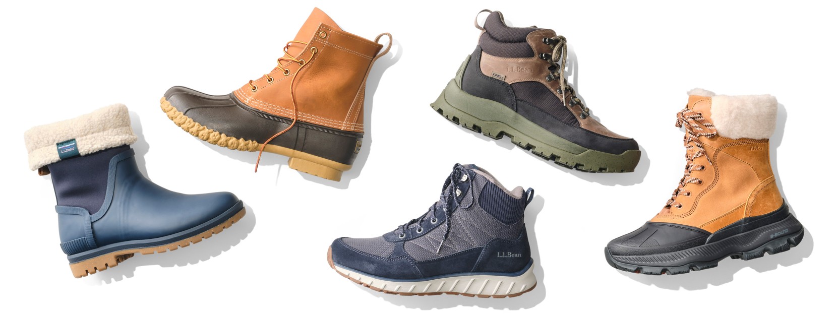 An assortment of winter boots.